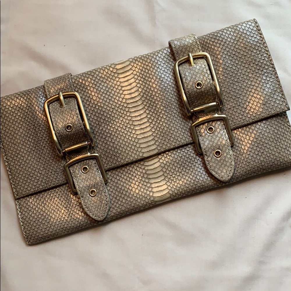 Foley + Corinna faux snakeskin clutch